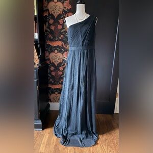NWT J Crew Black Silk Chiffon Kylie Gown Dress Full Long Size 12 Wedding Party
